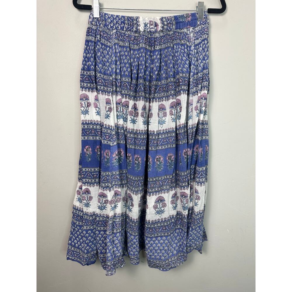 DaisyLeisure Women’s 100% Cotton Gauze Floral Boho Wildflower Maxi Skirt OS - Picture 2 of 4
